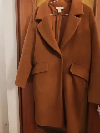 Abrigo largo paño H&M Marrón Talla M
