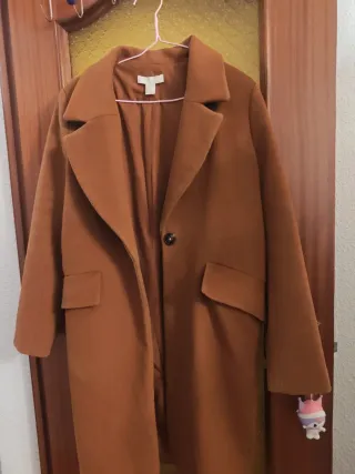 Abrigo largo paño H&M Marrón Talla M