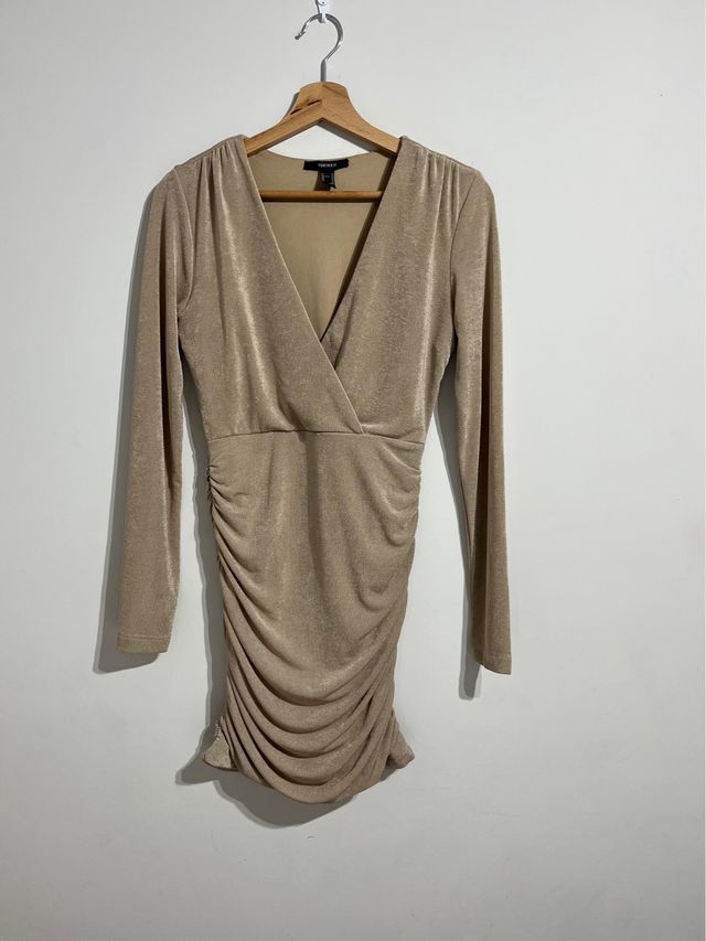 Forever 21 vestido camel lurex M
