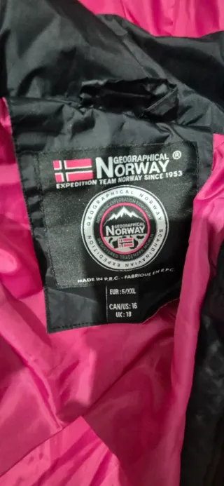 Abrigo Geographical Norway Negro y Rosa nieve