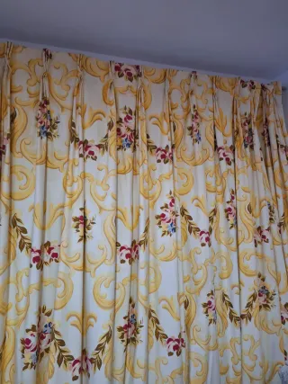 Cortine a doppio pannello per soggiorno con stampa floreale gialla