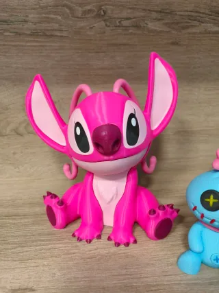 Figuras Stitch, Ángel y Scrump impresos en 3d