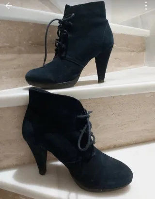 Botines piel vuelta azul marino