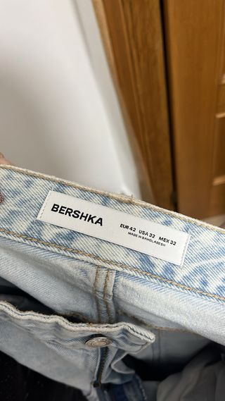 Vaqueros Bershka Rectos Azul Claro Talla 42