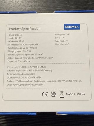 BlitzMax BM-CT1 Auriculares Inalámbricos