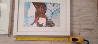 Due quadri ad acquerello madre-figlio
