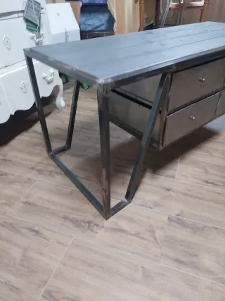 Mesa baja industrial madera y metal