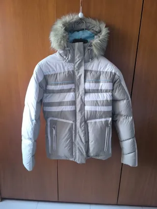 Chaqueta esquí Quechua mujer gris y blanco