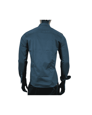 Camisa Hombre Estampado Geométrico Azul