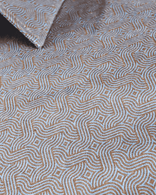 Camisa Hombre Estampado Geométrico Azul