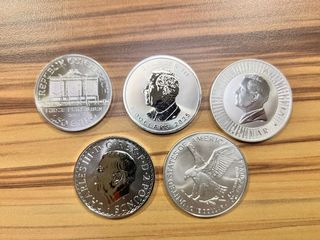 Lote de 5 Monedas de Plata Pura – 1 Onza Troy