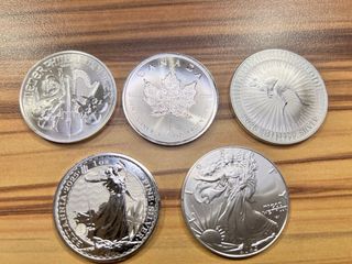 Lote de 5 Monedas de Plata Pura – 1 Onza Troy