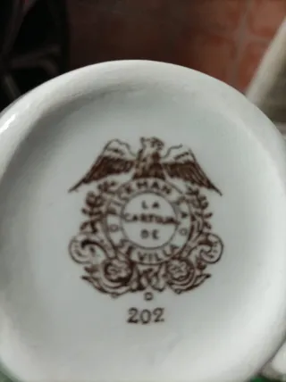 Juego de té porcelana marrón y blanco