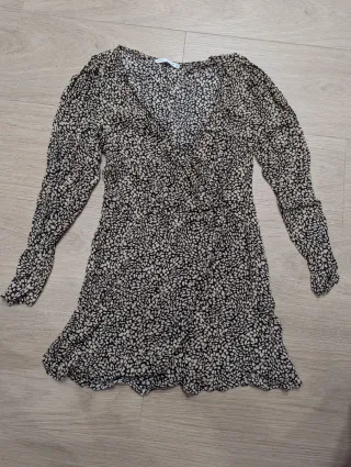 Vestido corto estampado manga larga