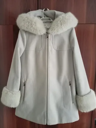 Abrigo paño blanco Miss Selfridge T.36