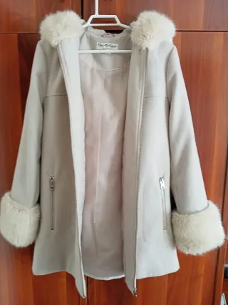Abrigo paño blanco Miss Selfridge T.36
