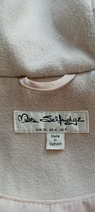 Abrigo paño blanco Miss Selfridge T.36