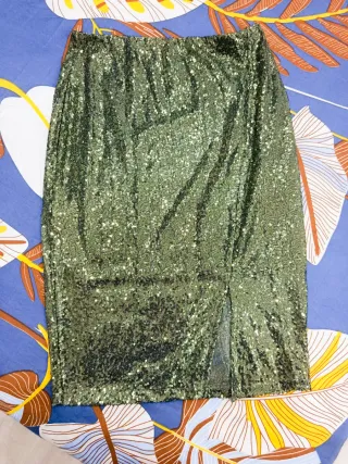 Falda fiesta lentejuelas verde