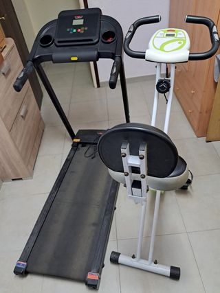 Bicicleta estática y cinta de correr