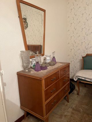 Mueble tocador vintage madera y cristal