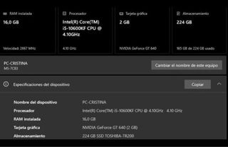 PC Gaming MSI i5-10600KF 16GB RAM GT 640