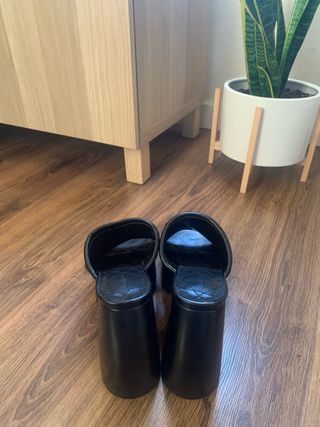 Sandalias Negras Tacón Plataforma Polipiel Bershka