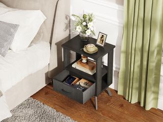 Juego 2 Mesitas Noche Cajón Tela Estante