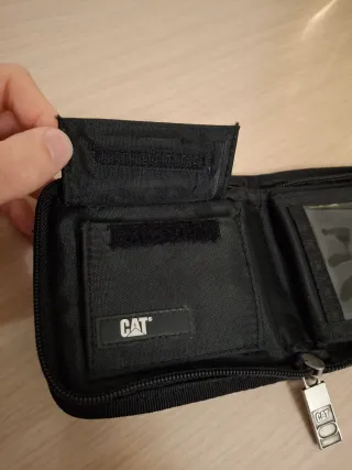 Portafoglio Caterpillar nero e grigio con cerniera