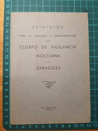 Estatutos Cuerpo Vigilancia Nocturna Zaragoza 1936
