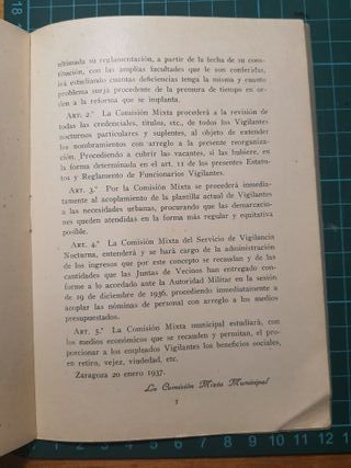 Estatutos Cuerpo Vigilancia Nocturna Zaragoza 1936