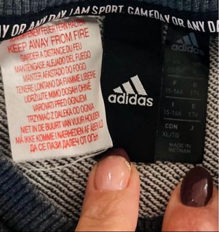 Felpa Adidas Grigia Logo Verde 15/16 Anni