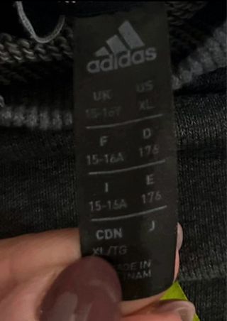 Felpa Adidas Grigia Logo Verde 15/16 Anni