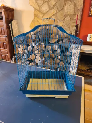 Jaula grande para pájaros azul