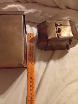 Coppia scatole antiche in ottone