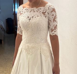 Vestido de Novia Blanco Encaje Manga Larga