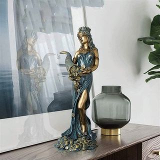 60 cm. Figura Diosa Fortuna Cornucopia Monedas