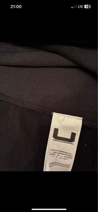 Sudadera Adolfo Domínguez Talla XL Negra