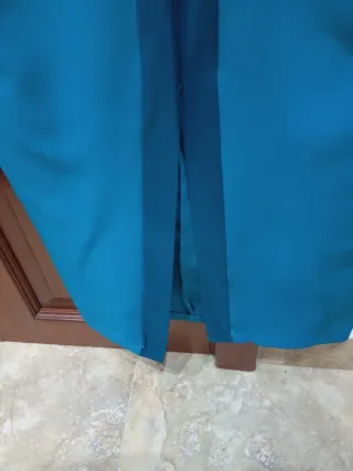 Falda agua marina satén drapeada,