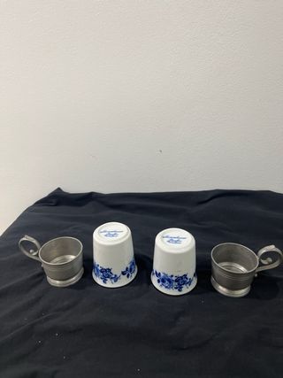 Set di 2 tazze in porcellana e metallo