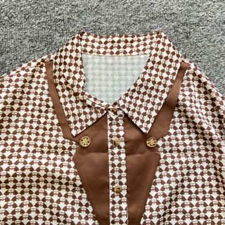 Blusa pata de gallo marrón y blanco