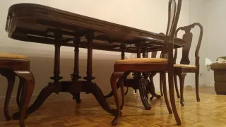 Conjunto Mesa y Sillas Madera Vintage