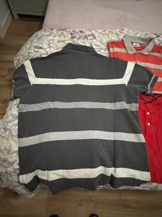 Polo Lacoste Gris y Blanco Talla 5 o L