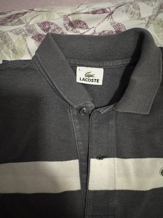 Polo Lacoste Gris y Blanco Talla 5 o L