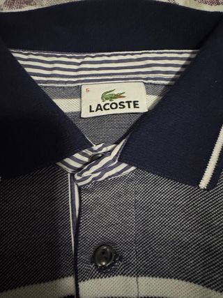 Polo Lacoste Rayas Azul y Gris