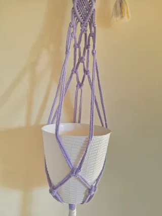 Portapiante Macramè Legno Boho  Portavaso sospeso