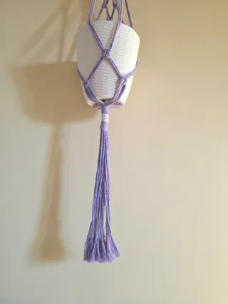 Portapiante Macramè Legno Boho  Portavaso sospeso