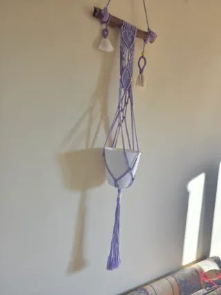 Portapiante Macramè Legno Boho  Portavaso sospeso