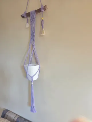 Portapiante Macramè Legno Boho  Portavaso sospeso