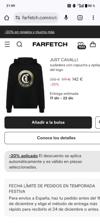 Sudadera Just Cavalli Azul 67 cm largo