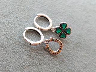 Pendientes Trébol y Herradura plata de ley